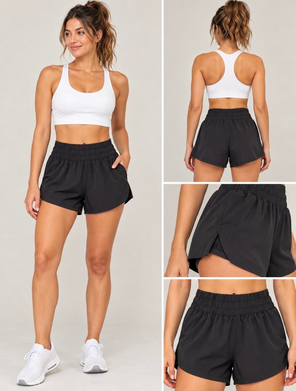 Savvi Women’s Black High Rise Athletic Running Shorts Size Medium M